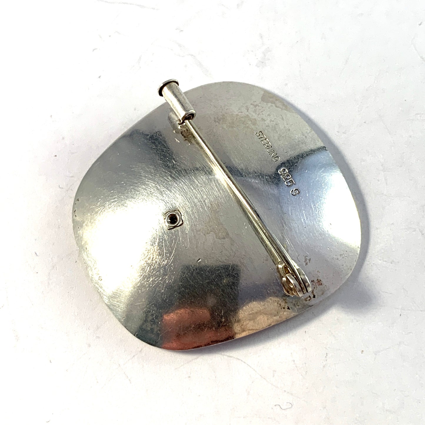 Denmark 1950s Sterling Silver Moonstone Brooch.