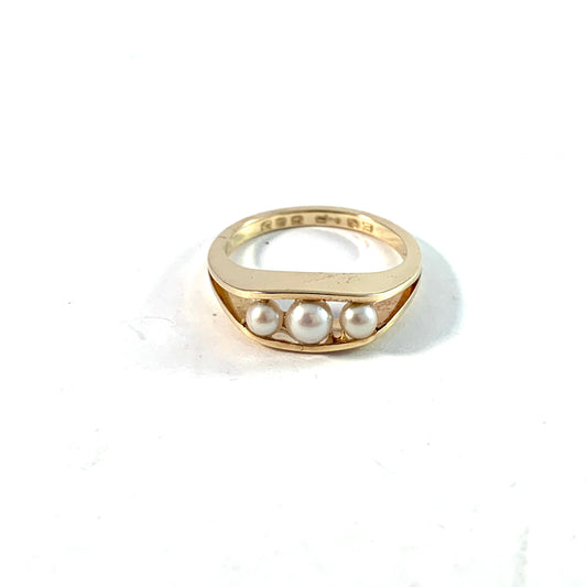 Egon Pedersen, Denmark. Vintage 14k Gold Cultured Pearl Ring.