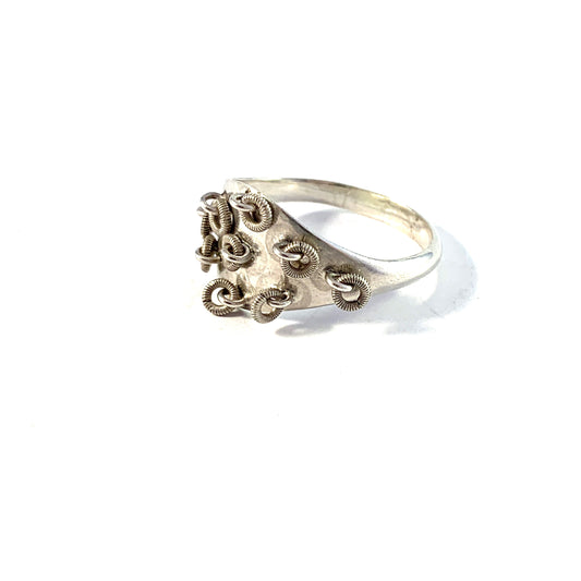 Anton Sandberg, Sweden 1917. Antique Silver Traditional Laplander Ring.