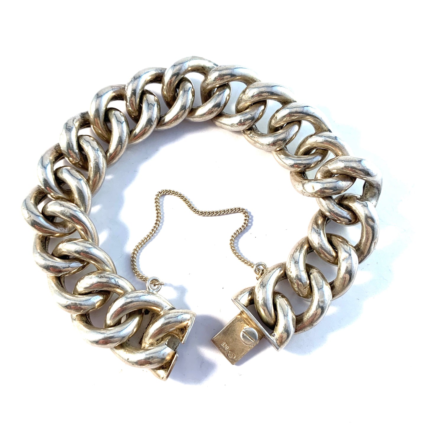 Vintage 1940-50s Hollow 830 Silver Bracelet.