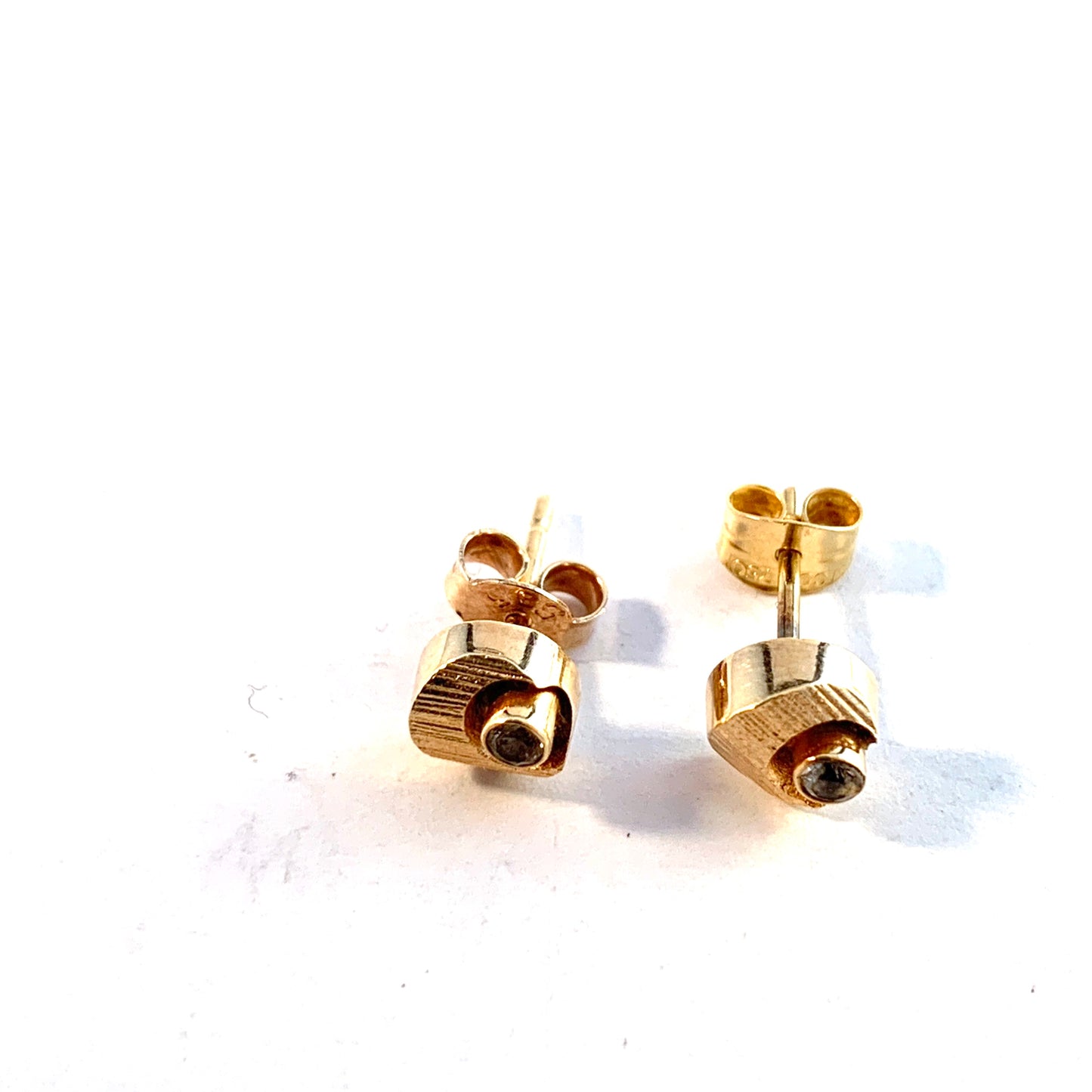 Sten & Laine Finland Vintage 14k Gold Rock Crystal Earrings.