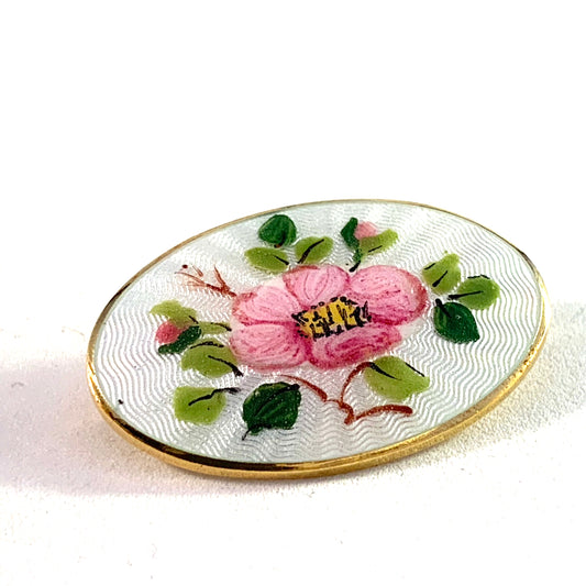 David-Andersen, Norway Vintage Sterling Silver Enamel Flower Brooch Pin.