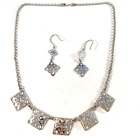 Liisa Vitali for Kultakeskus, Finland Vintage Sterling Silver Necklace and Earrings