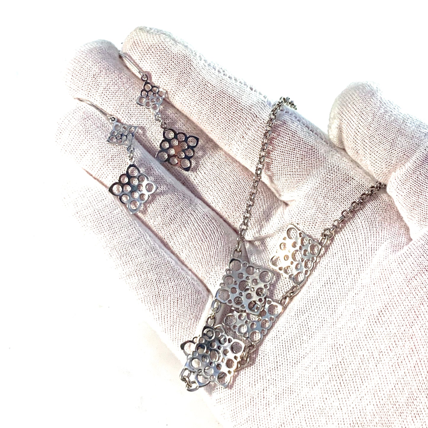 Liisa Vitali for Kultakeskus, Finland Vintage Sterling Silver Necklace and Earrings