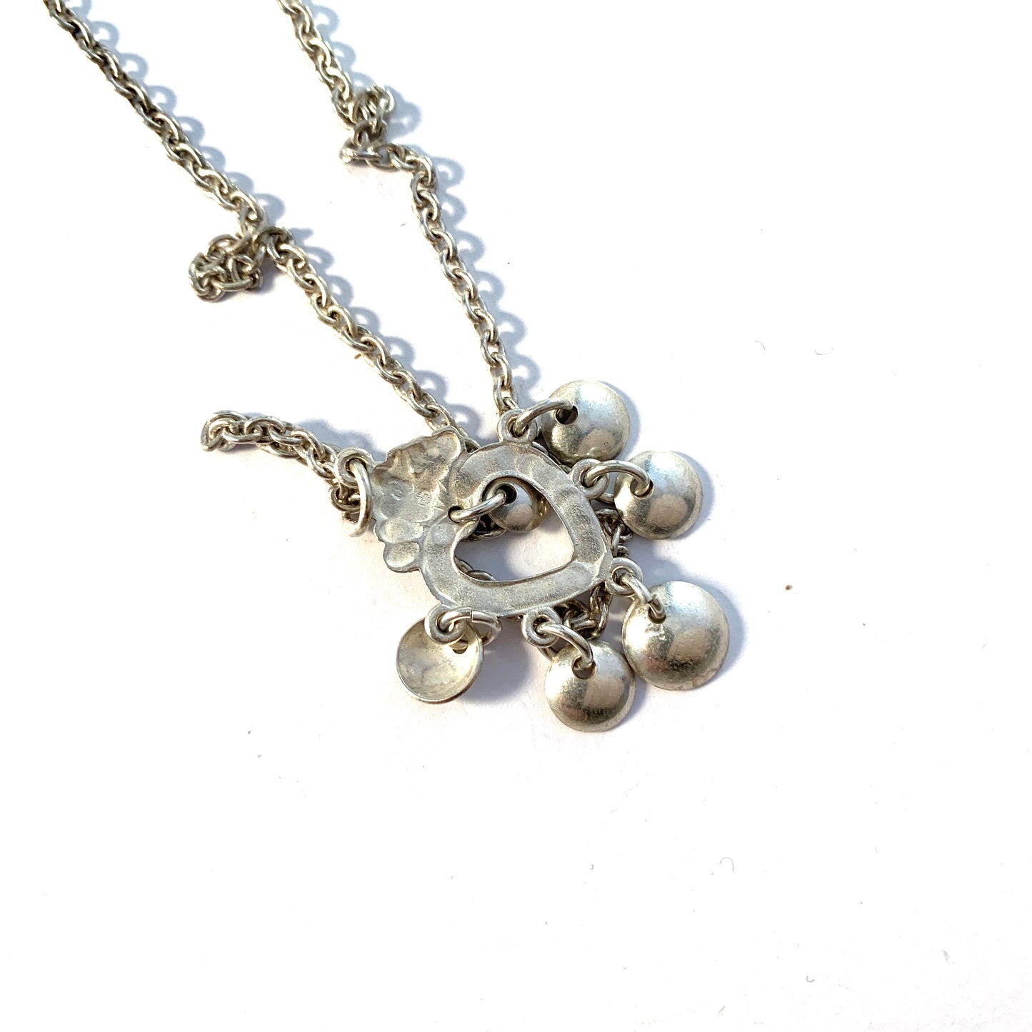 Juvelfabriken, Sweden 1950s. Solid Silver Traditional Pendant Necklace.