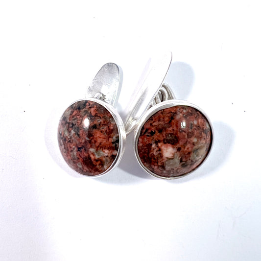 Adolf Eklöf, Sweden early 1900s. Antique Solid Silver Porphyry Cufflinks