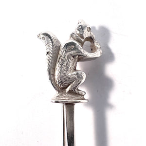 The Netherlands early 1900s. Long Solid Silver Squirrel Brooch Pin.