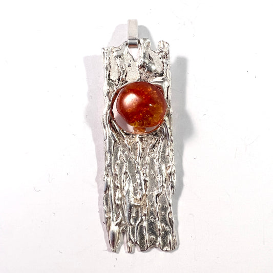 Ostsee-schmuck, Fischland. Vintage 835 Silver Amber Pendant.