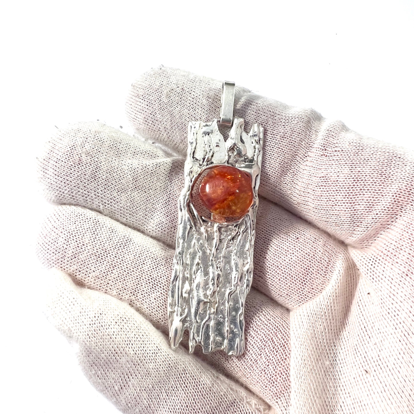 Ostsee-schmuck, Fischland. Vintage 835 Silver Amber Pendant.