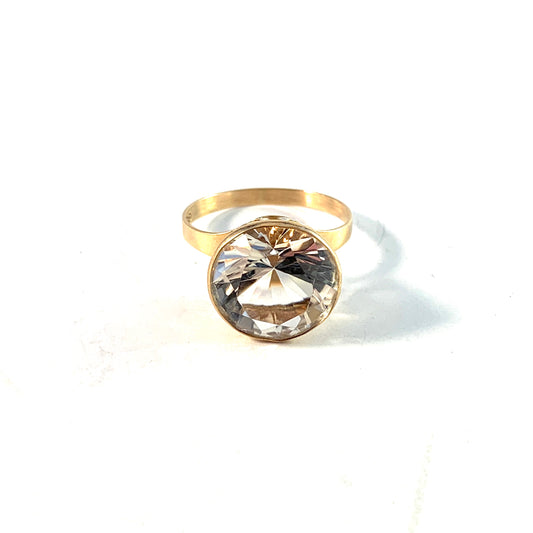 Toivo Salmi, Finland 1960s. Vintage Modernist 14k Gold Rock Crystal Ring.