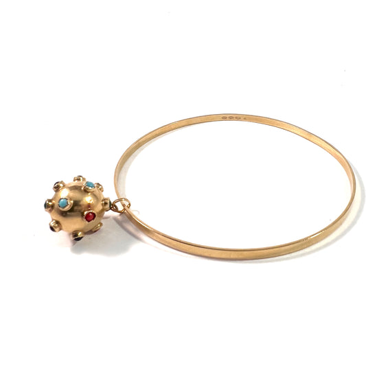 UNO A ERRE, Arezzo, Italy 1944-68. Vintage 18k Gold Sputnik Charm Bangle Bracelet.