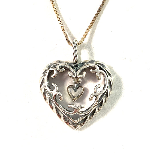 Kalevala Koru, Finland Vintage Sterling Silver Heart of the House Pendant.