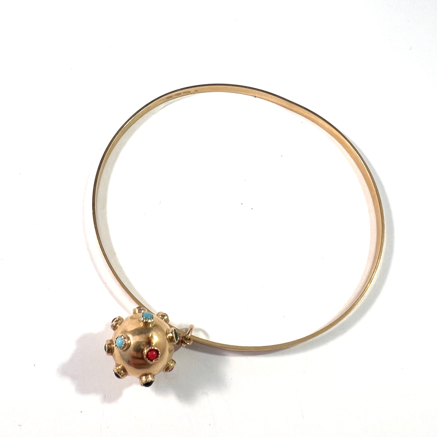 UNO A ERRE, Arezzo, Italy 1944-68. Vintage 18k Gold Sputnik Charm Bangle Bracelet.