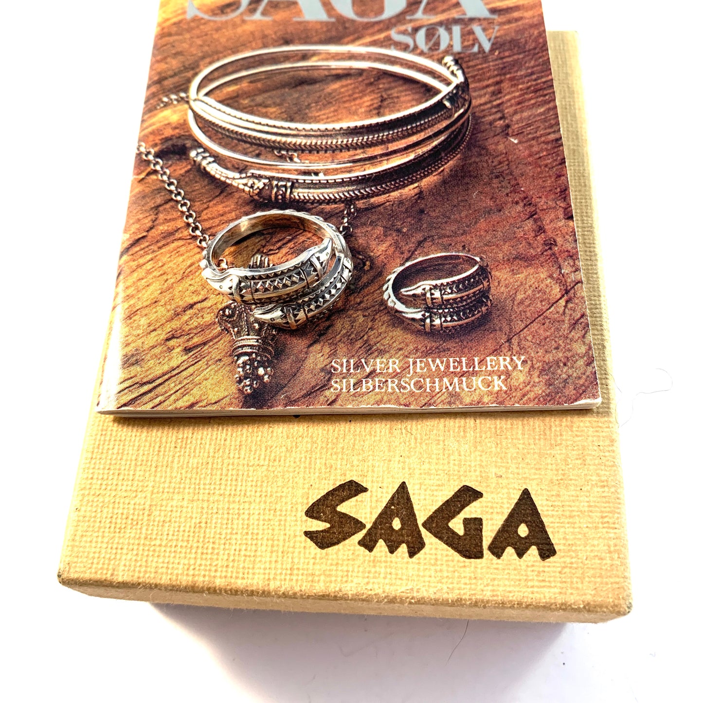 David Andersen, Norway 1960s Viking Saga Series Sterling Silver Ring. Box and Book.