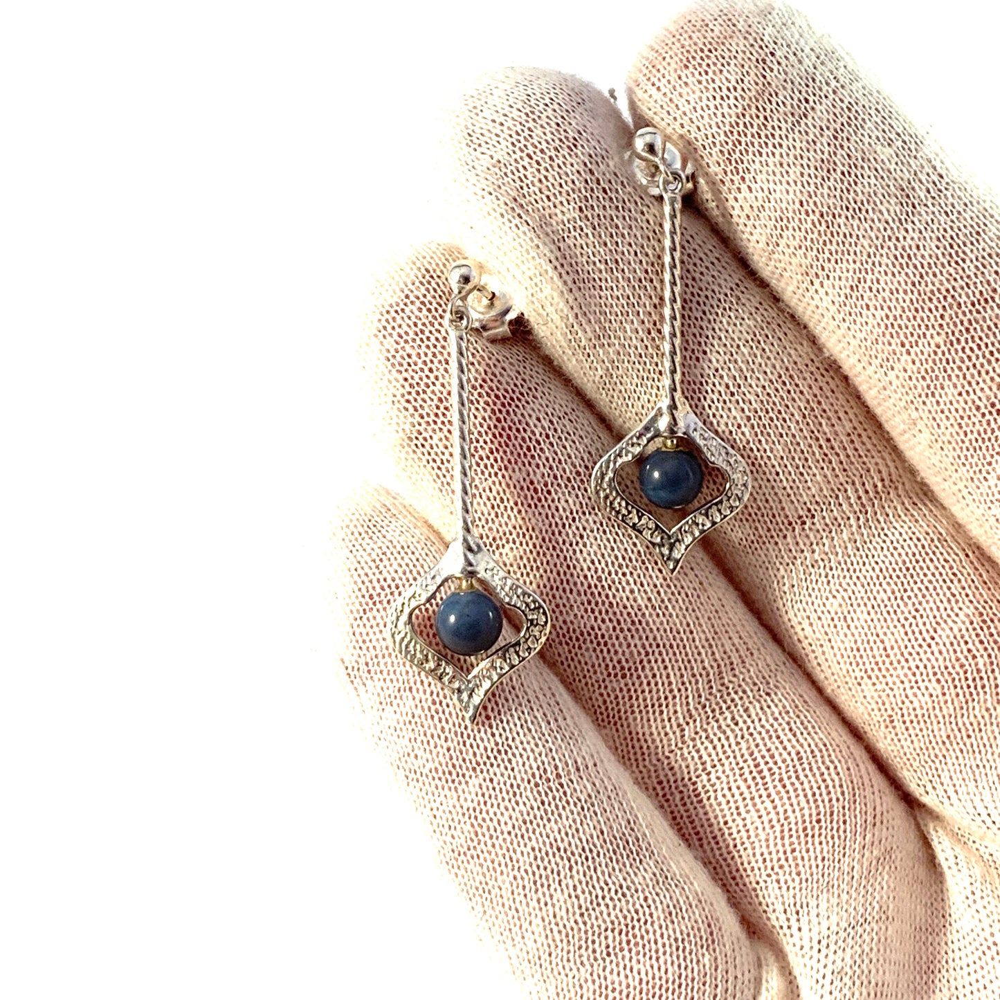 Sweden 1960-70s. Sterling Silver Bergslagen-stone Earrings.