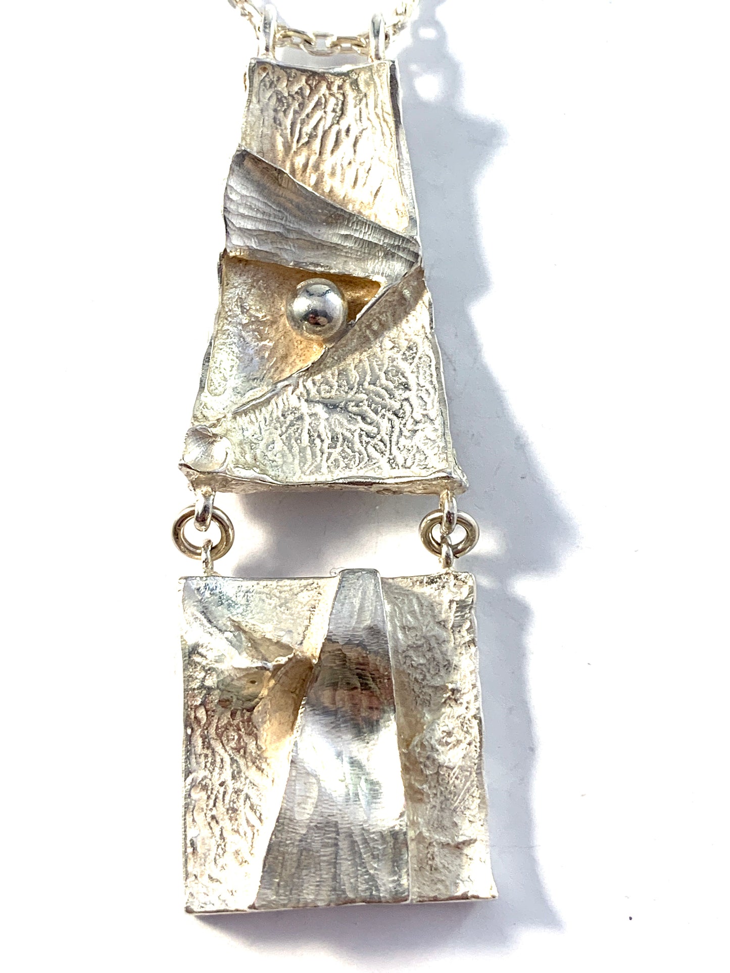 Ragnar Skalstad, Norway 1960s Sterling Silver Massive Pendant Necklace