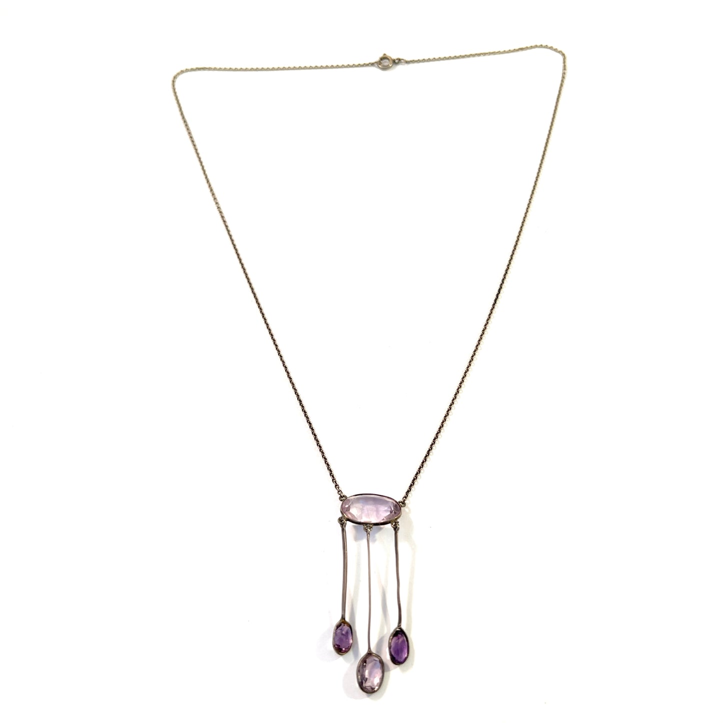 Sweden c 1930. Art Deco Solid Silver Amethyst Negligee Necklace.