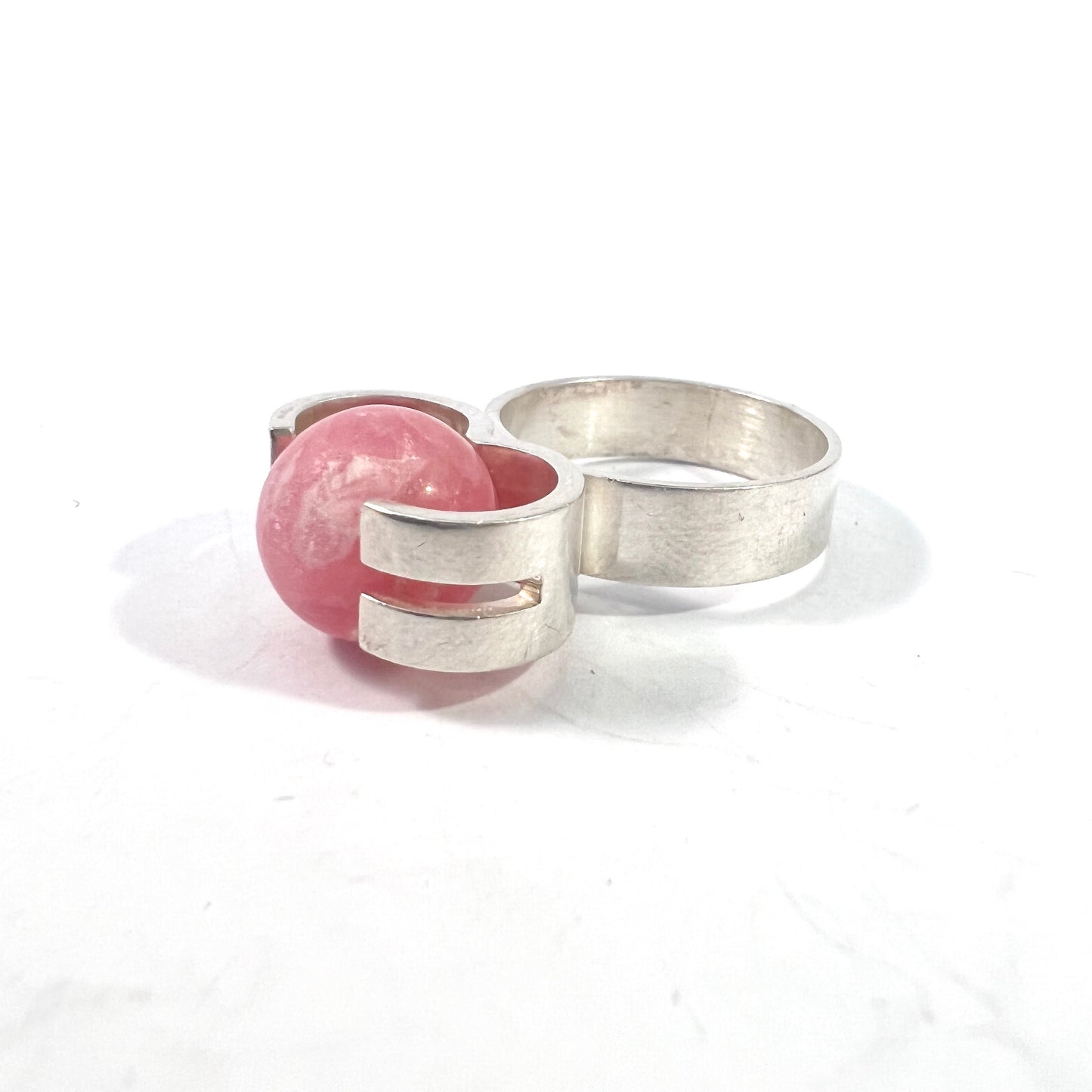 Elis Kauppi,  Kupittaan Kulta Finland 1960s. Sterling Rose Quartz Ring