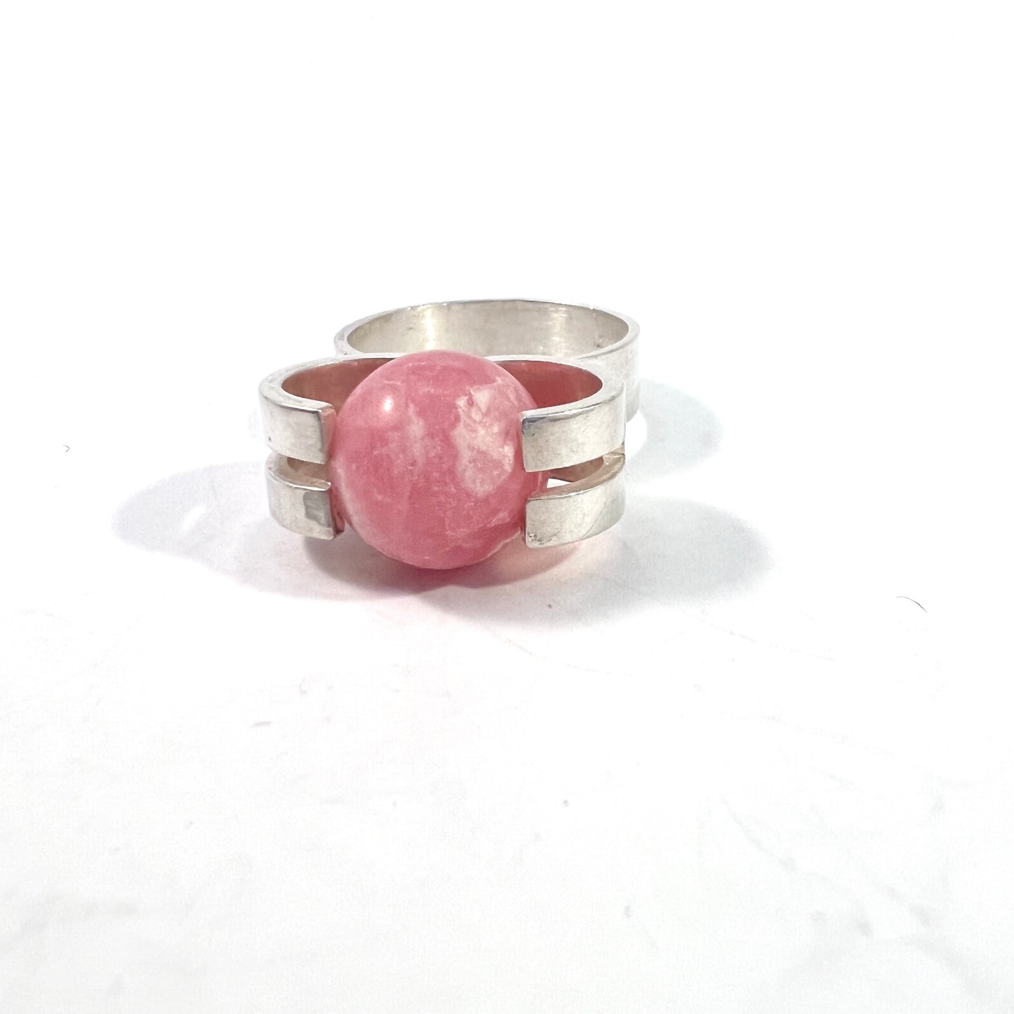 Elis Kauppi,  Kupittaan Kulta Finland 1960s. Sterling Rose Quartz Ring