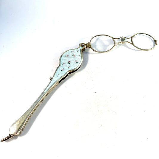 Schwarz & Steiner, Austria early 1900s Large Silver Enamel Lorgnette Pendant.