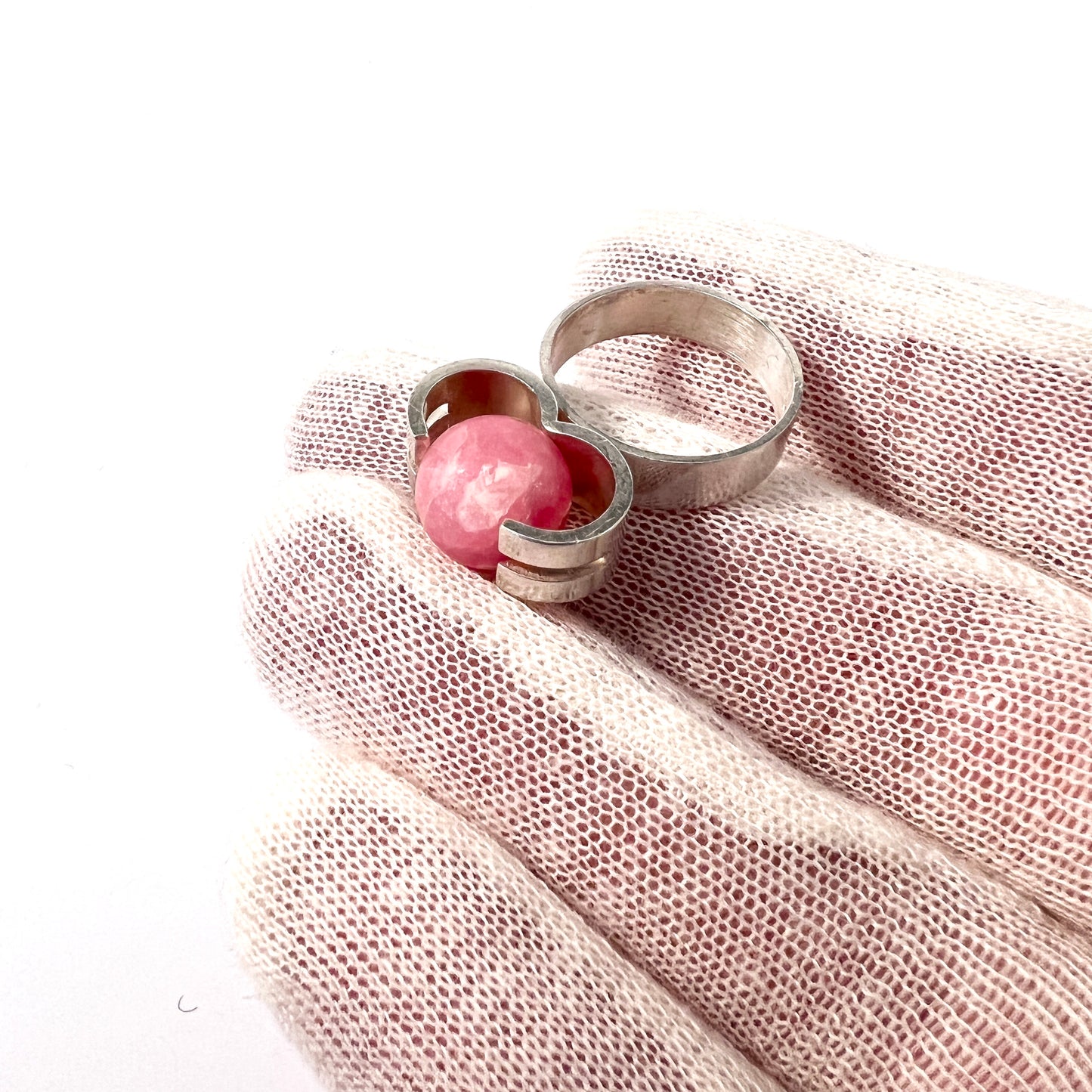 Elis Kauppi,  Kupittaan Kulta Finland 1960s. Sterling Rose Quartz Ring