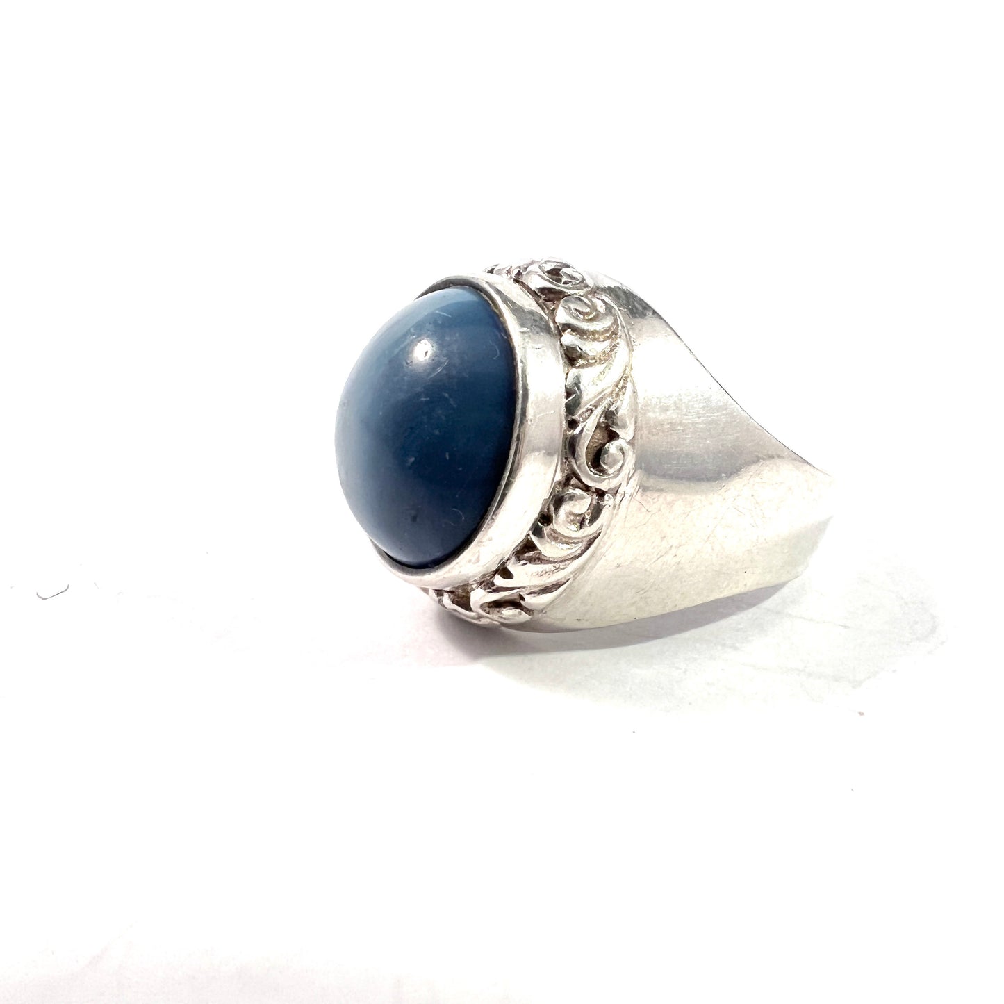 Wiktorsson, Sweden 1960s. Vintage Sterling Silver Bergslagen-stone Unisex Ring.