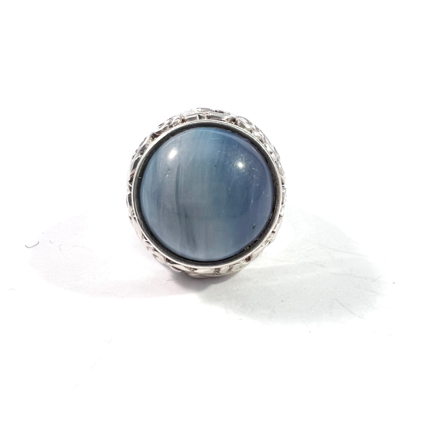 Wiktorsson, Sweden 1960s. Vintage Sterling Silver Bergslagen-stone Unisex Ring.