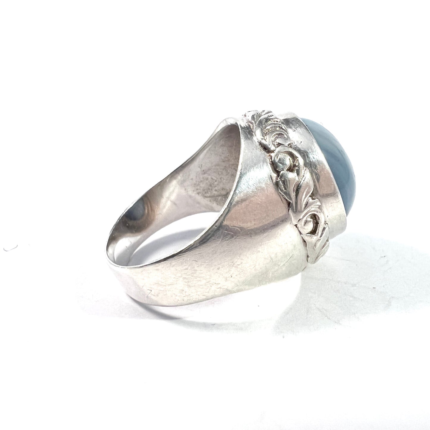 Wiktorsson, Sweden 1960s. Vintage Sterling Silver Bergslagen-stone Unisex Ring.