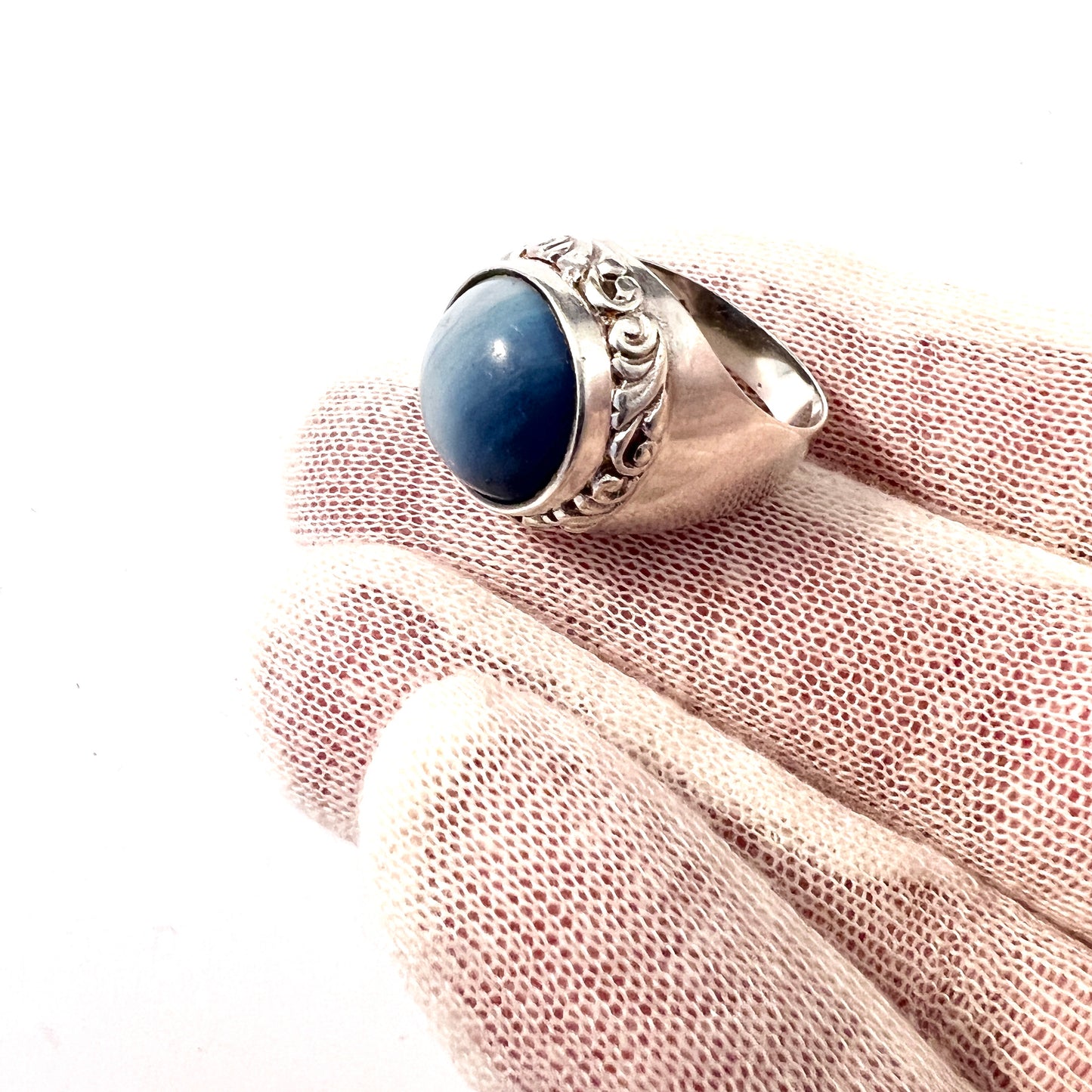 Wiktorsson, Sweden 1960s. Vintage Sterling Silver Bergslagen-stone Unisex Ring.