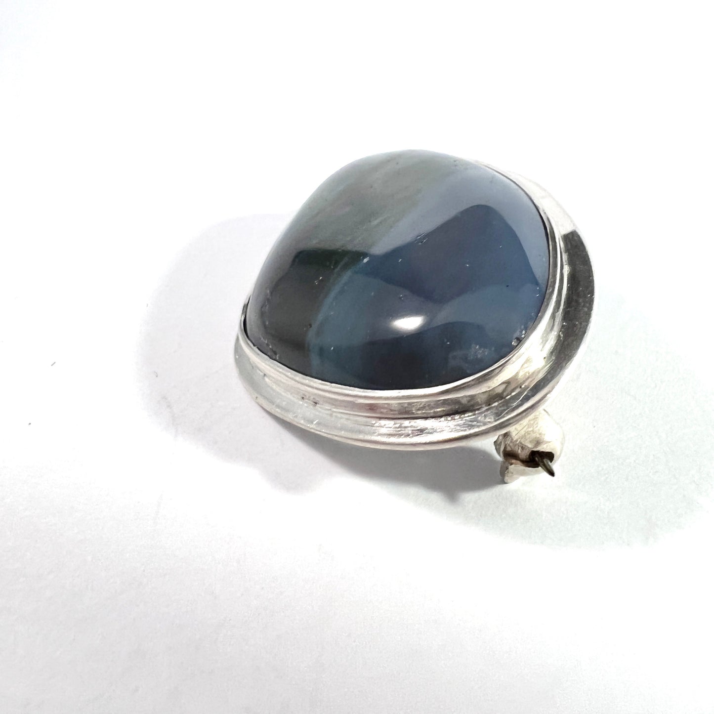 Nordström, Sweden 1960s. Vintage Sterling Silver Bergslagen-stone Brooch.