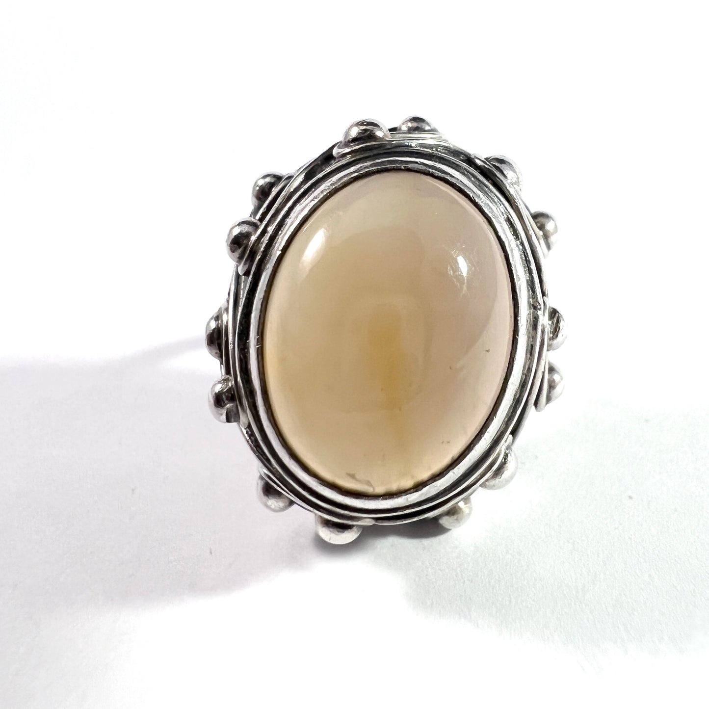 ORNO, Poland 1960s. Vintage Bold Solid Silver Quartz Ring.