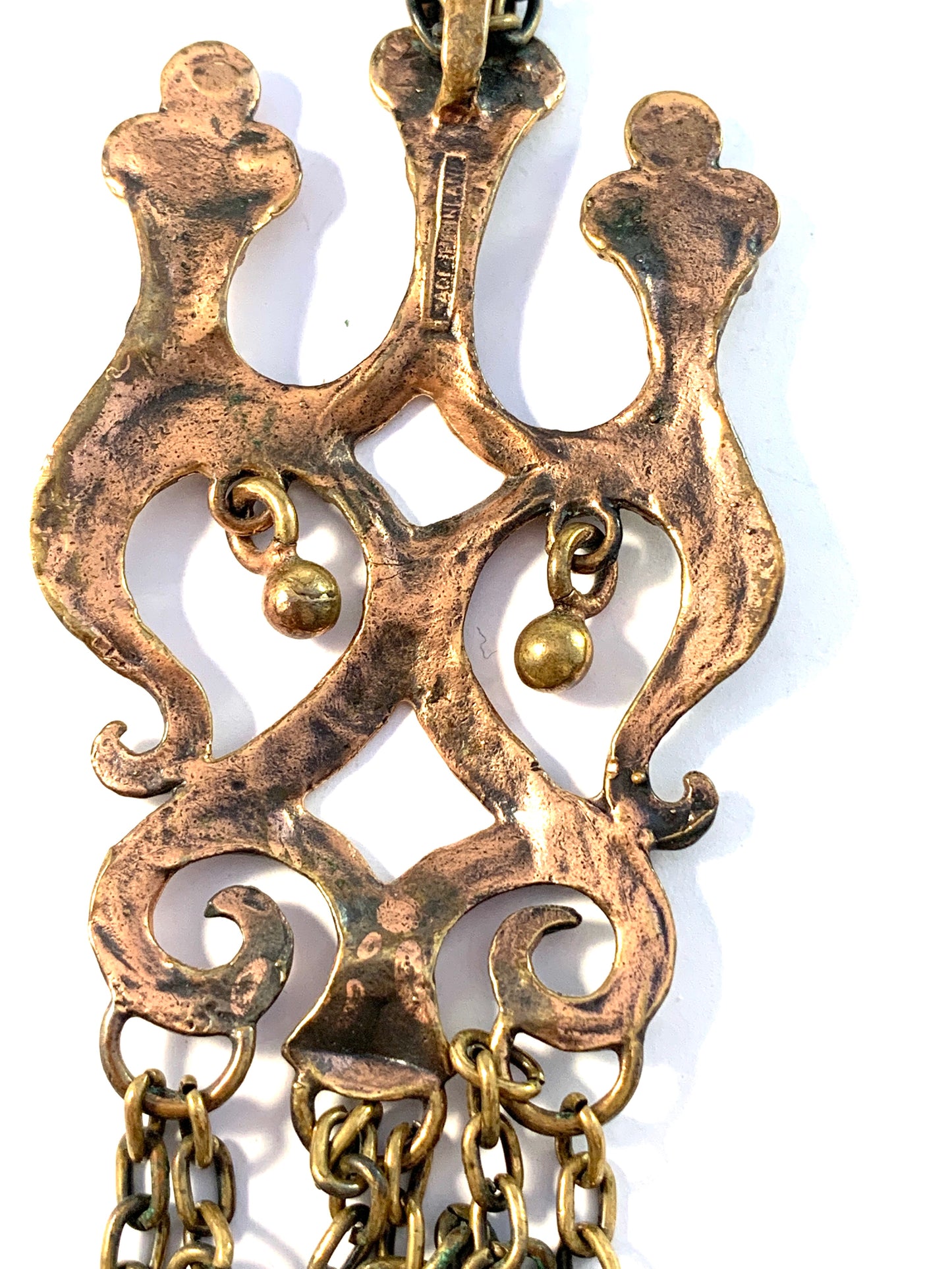 Valo Koru, Finland 1970s. Large Bronze Pendant Necklace.