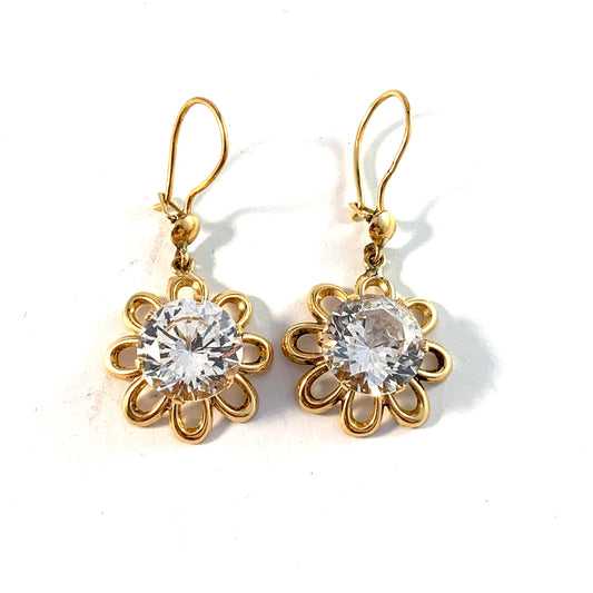 Sweden c 1960s Vintage 18k Gold Rock Crystal Earrings.