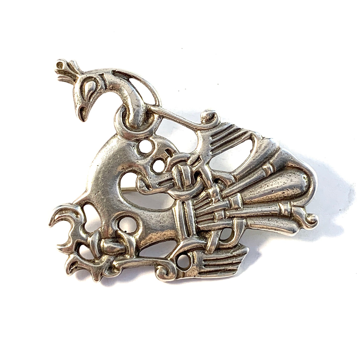 Scandinavia, Vintage Sterling Silver Viking Copy Brooch.