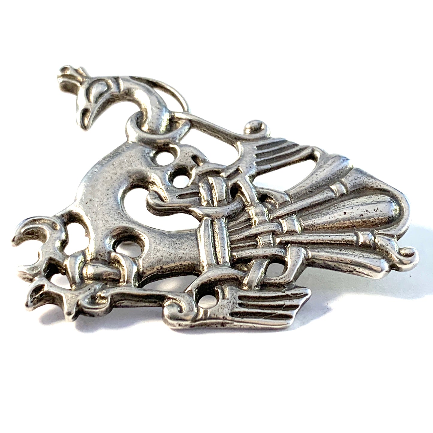 Scandinavia, Vintage Sterling Silver Viking Copy Brooch.