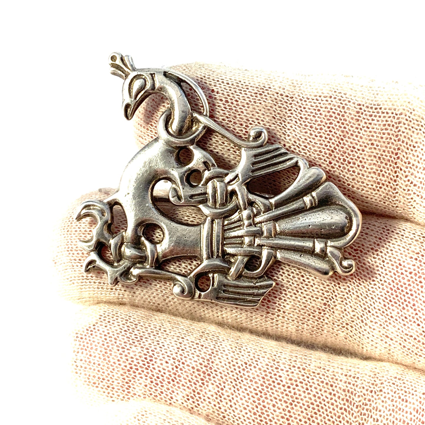 Scandinavia, Vintage Sterling Silver Viking Copy Brooch.