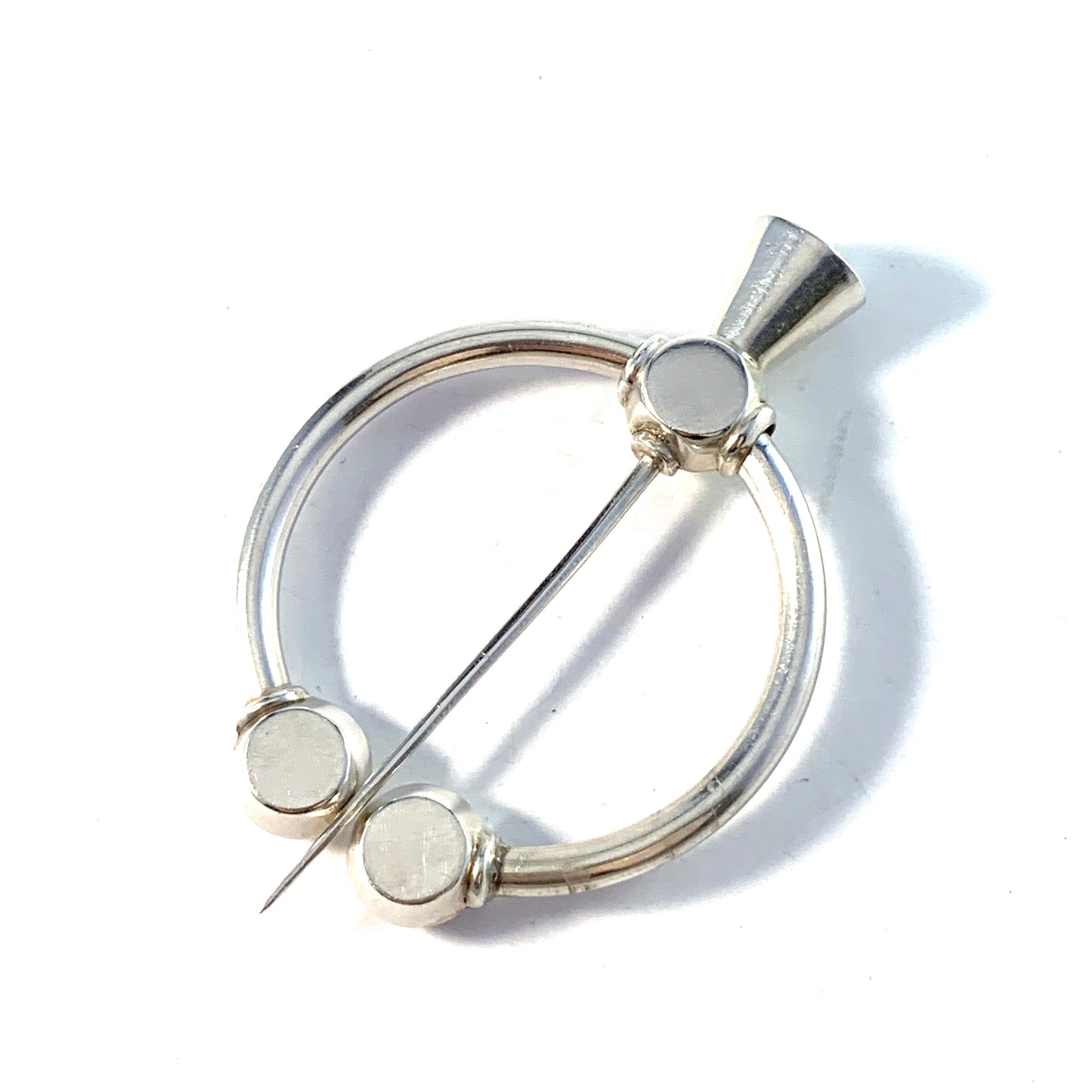 G Dahlgren, Sweden 1913. Antique Sterling Silver Fibula Brooch Scarf Pin.