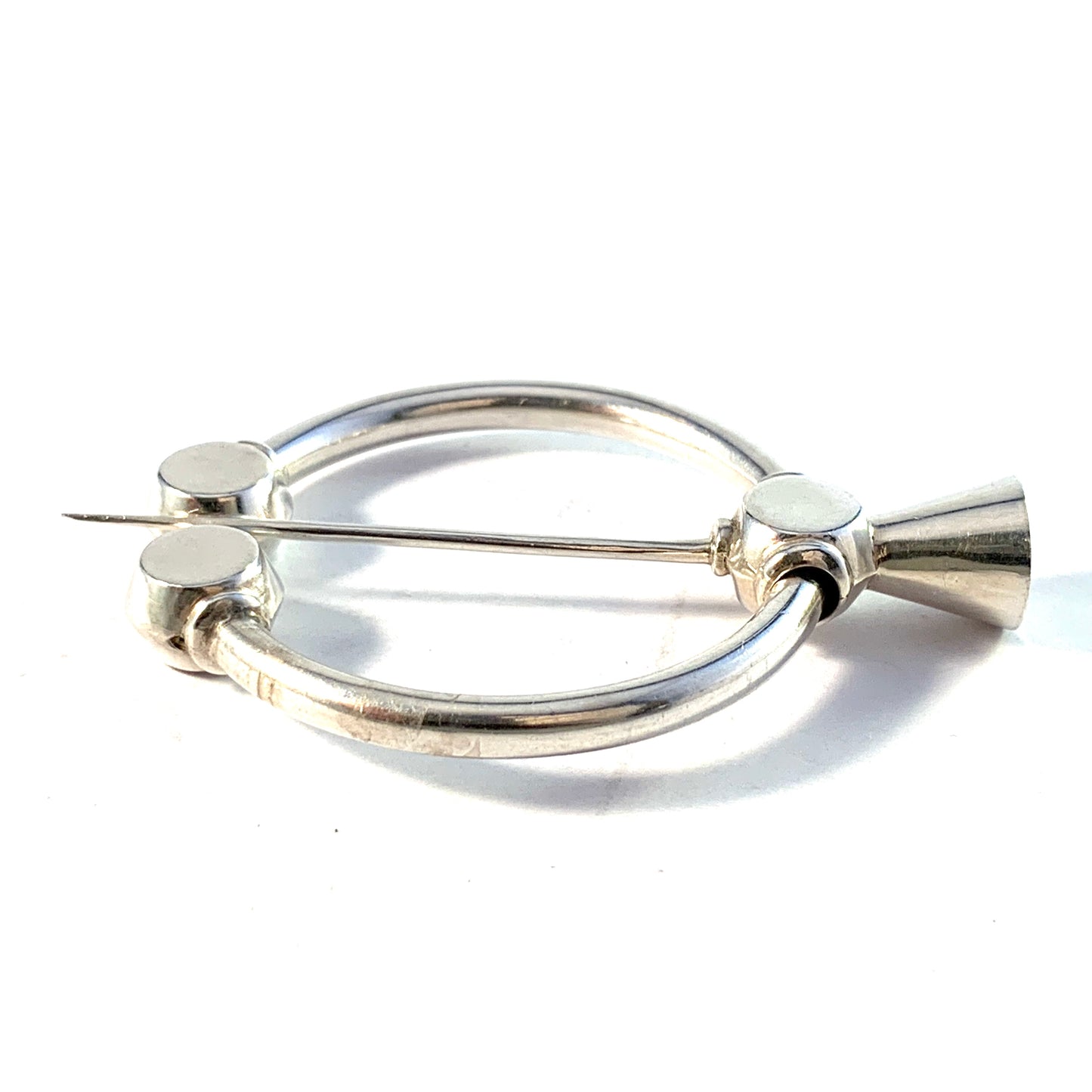 G Dahlgren, Sweden 1913. Antique Sterling Silver Fibula Brooch Scarf Pin.