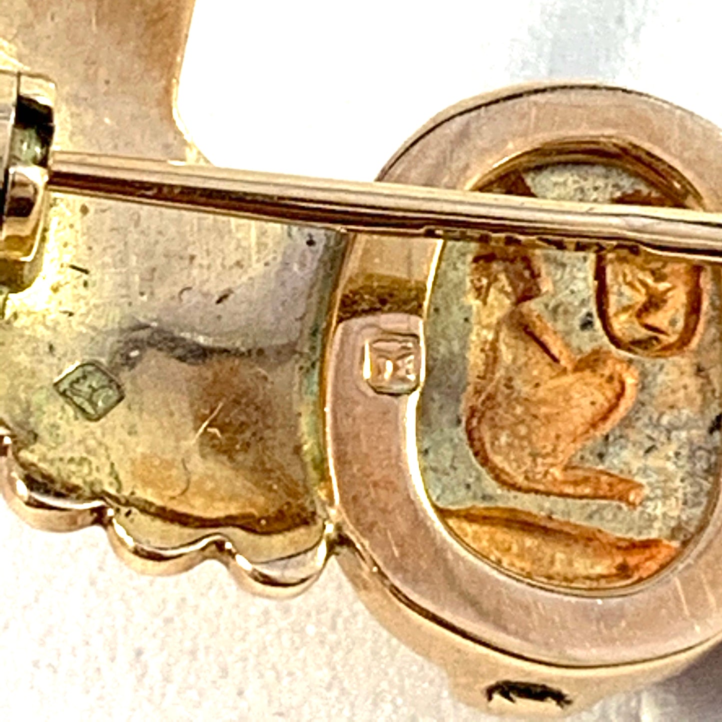 Alexandria, Egypt Mid Century 14k Gold Scarab Brooch.