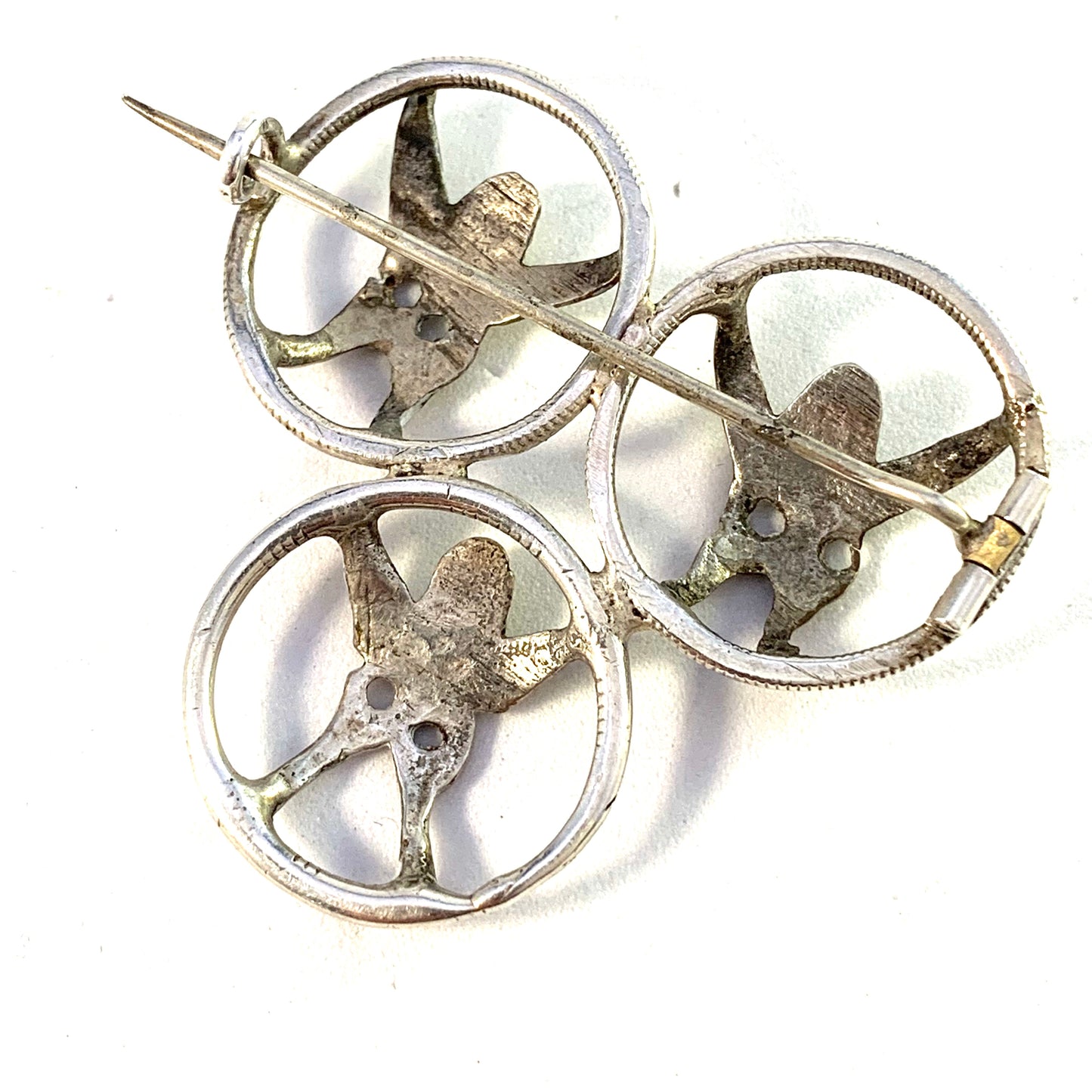 Sweden mid 1800s Antique Solid Silver Traditional Angels Brooch.