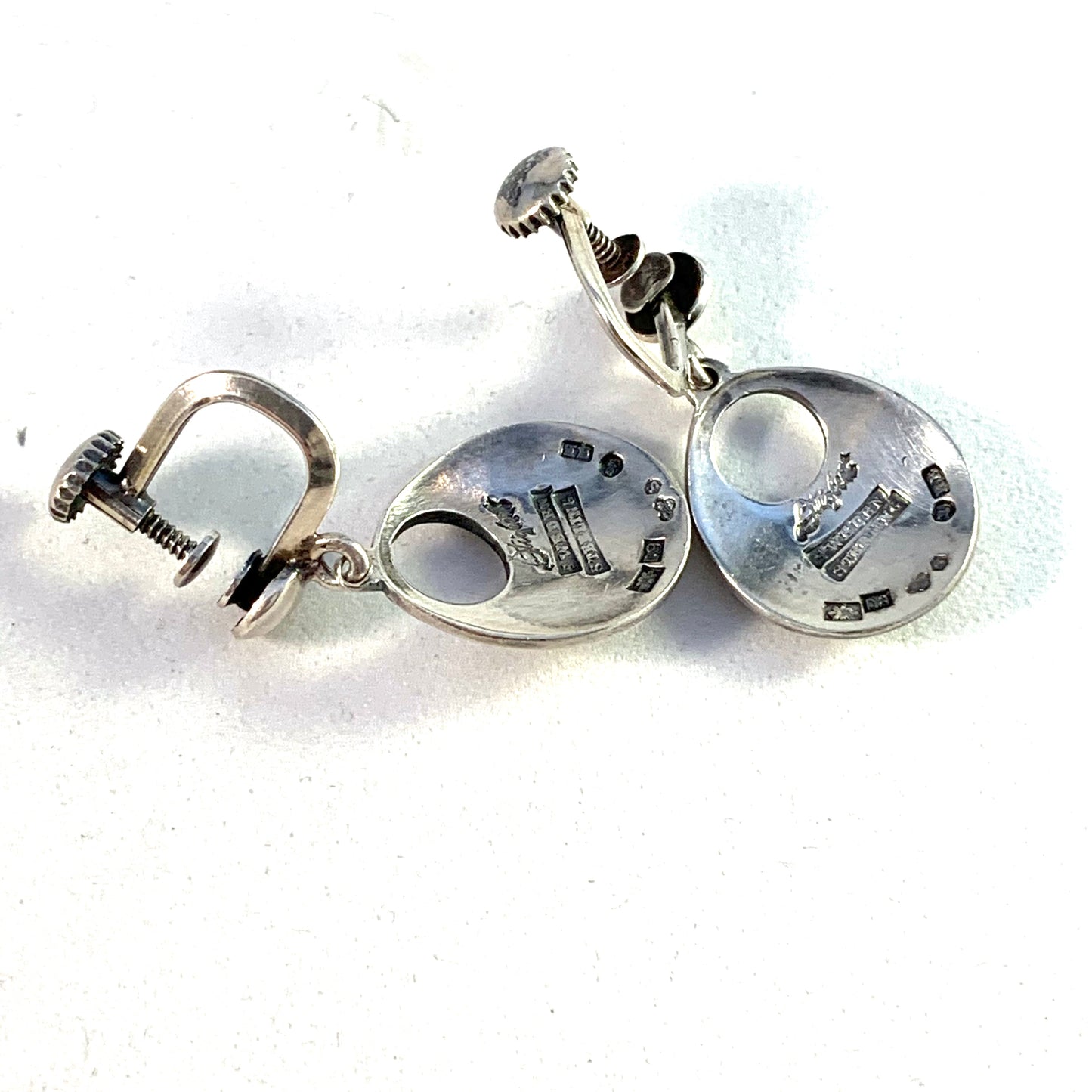 Sigurd Persson for Stigbert, Sweden 1954 Vintage Sterling Silver Earrings. Boxed.