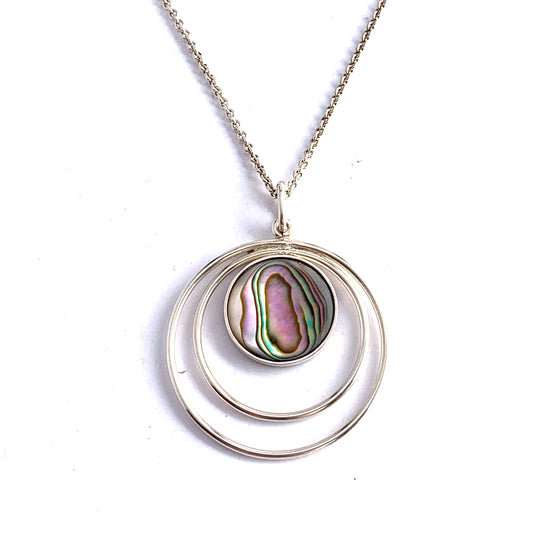 Bjerring Brothers, Copenhagen 1961-76 Sterling Silver Abalone Pendant Necklace.