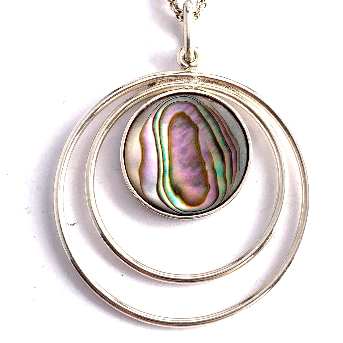 Bjerring Brothers, Copenhagen 1961-76 Sterling Silver Abalone Pendant Necklace.