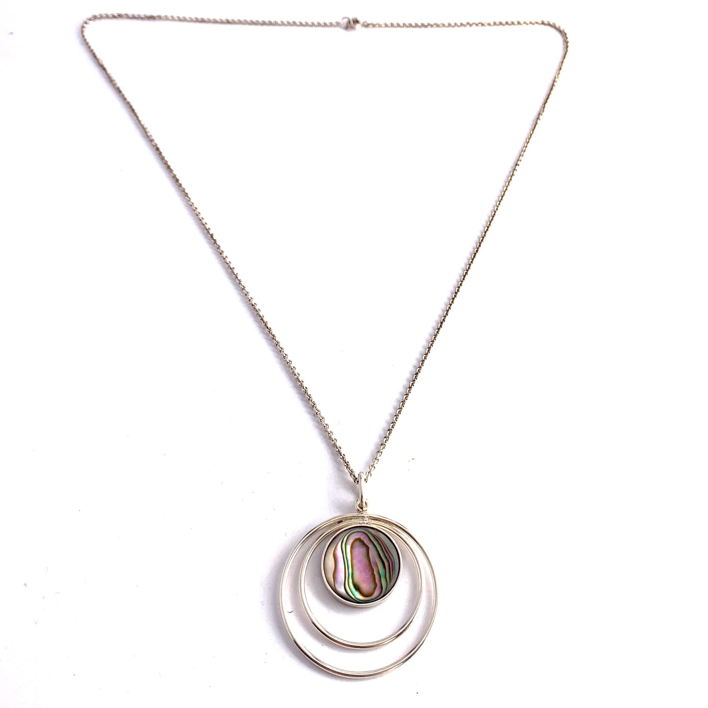 Bjerring Brothers, Copenhagen 1961-76 Sterling Silver Abalone Pendant Necklace.