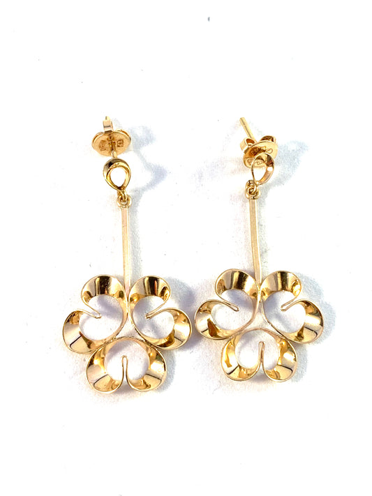 Alton, Sweden Vintage Modernist 18k Gold Dangle Earrings.
