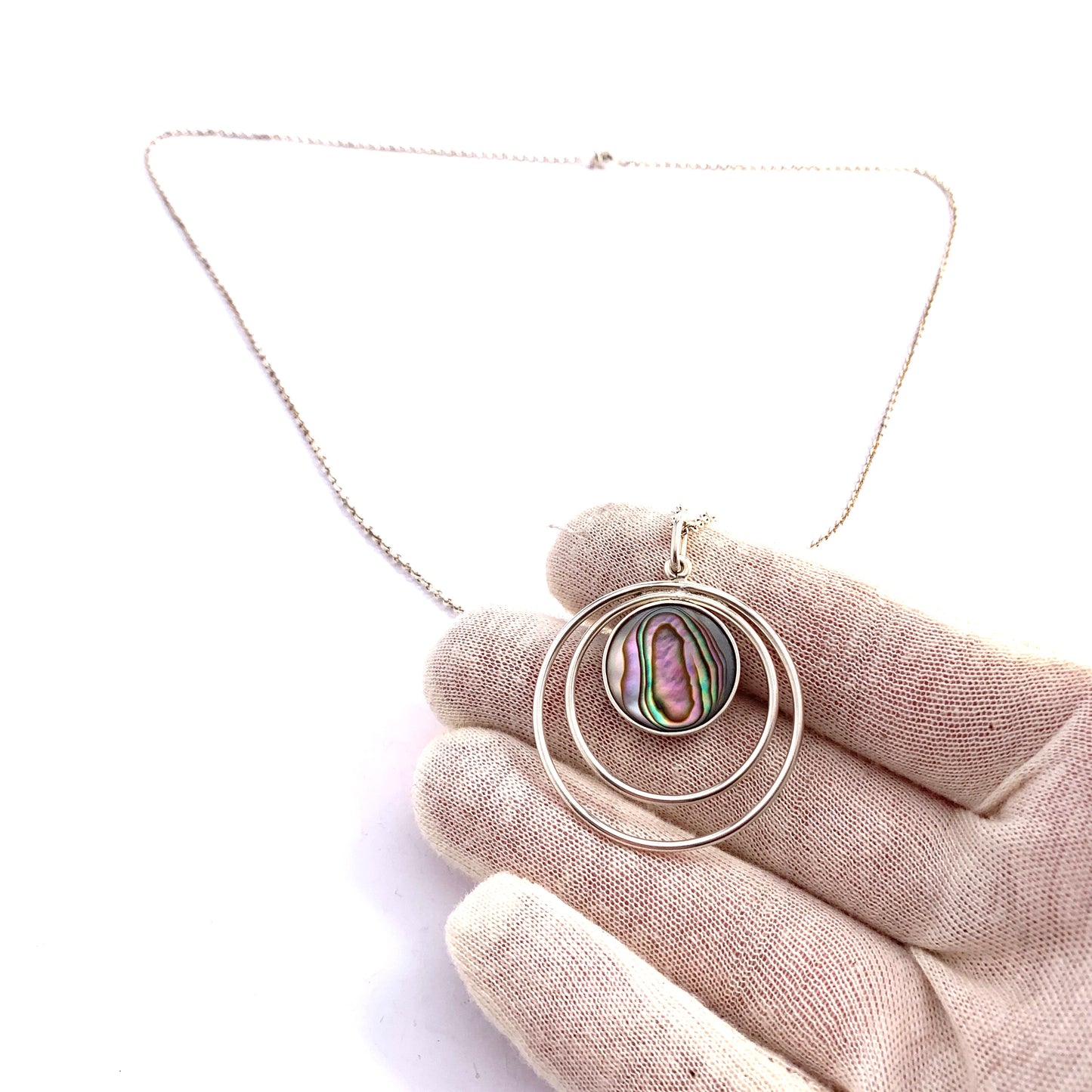 Bjerring Brothers, Copenhagen 1961-76 Sterling Silver Abalone Pendant Necklace.