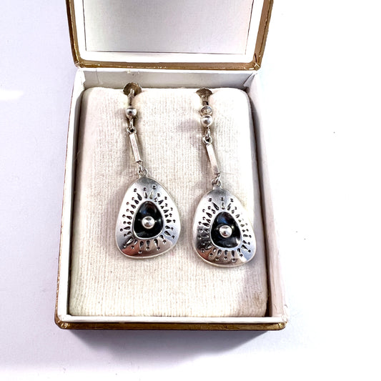 Axelsson for G Dahlgren Sweden 1954, Vintage Silver Earrings. Boxed. Signed.