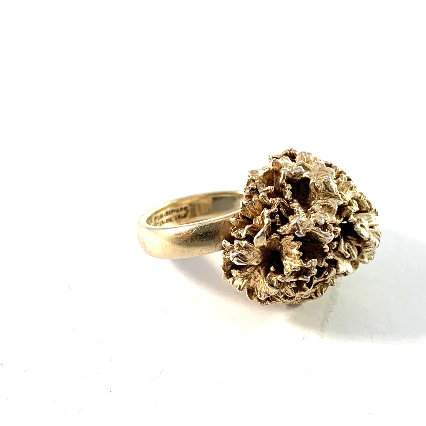 Flora Danica, Denmark 1963-74. Gilt Sterling Silver Adjustable Size Ring.