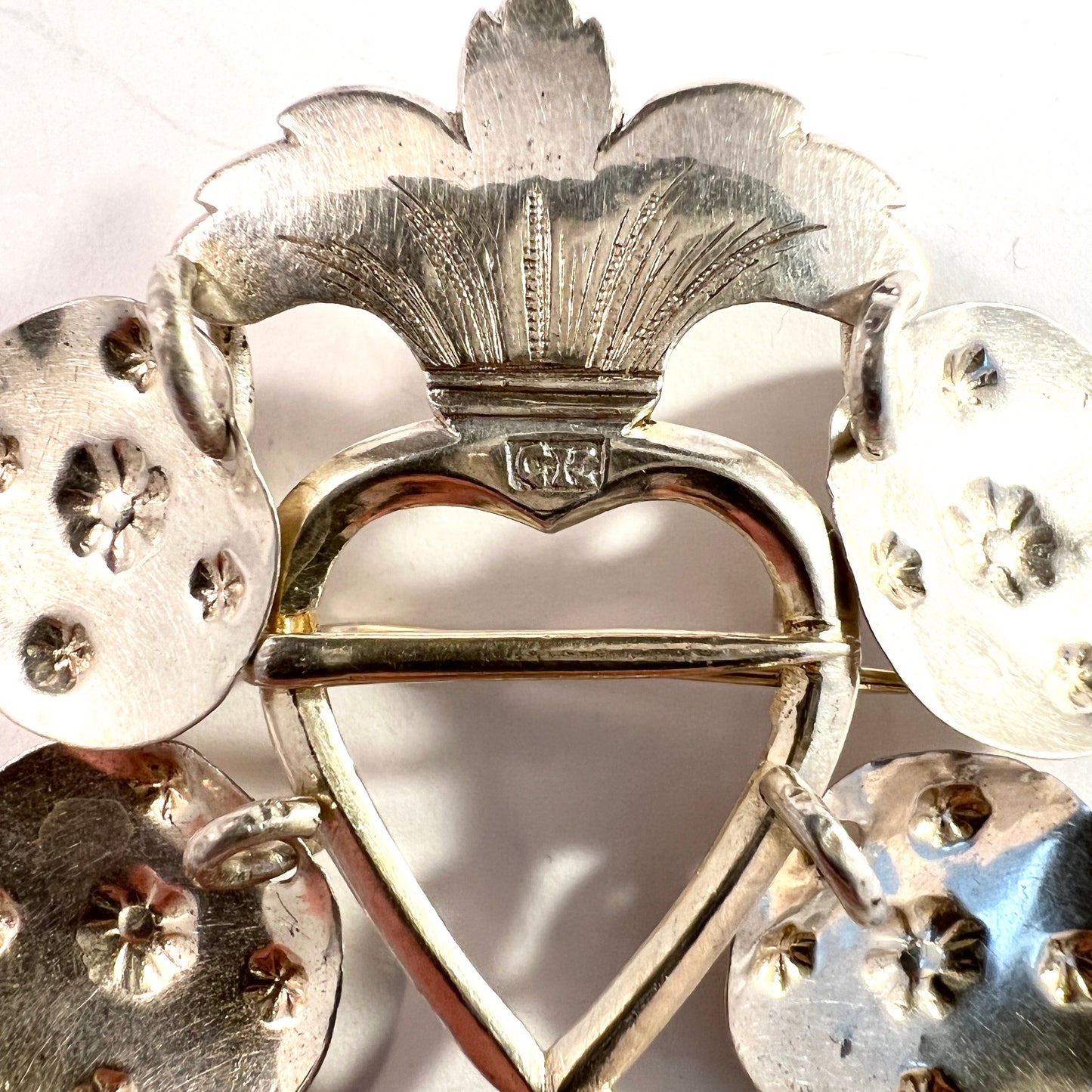 C Kullberg, Sweden 1781-1813. Antique Georgian Traditional Heart Brooch