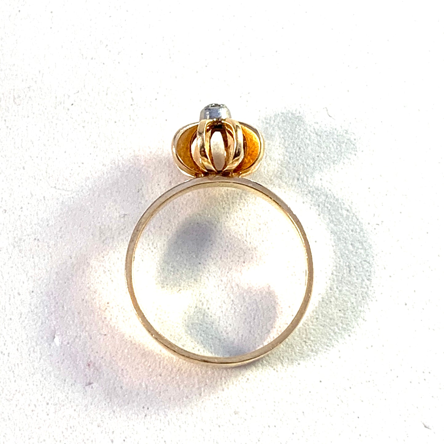 Elis Kauppi,  Kupittaan Kulta Finland 1960s 14k Gold Diamond Pinky Ring.